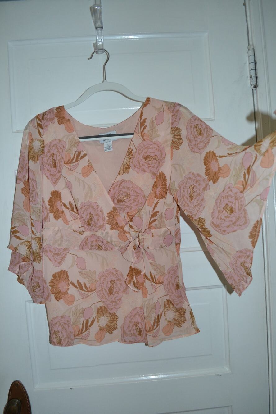 Vintage Y2K Floral Butterfly Bell Sleeve Fairy Blouse Size 8
